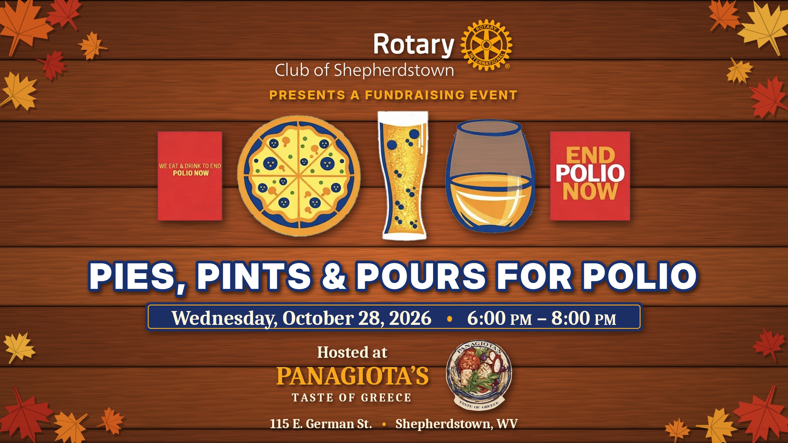pies, pints, and pours poster